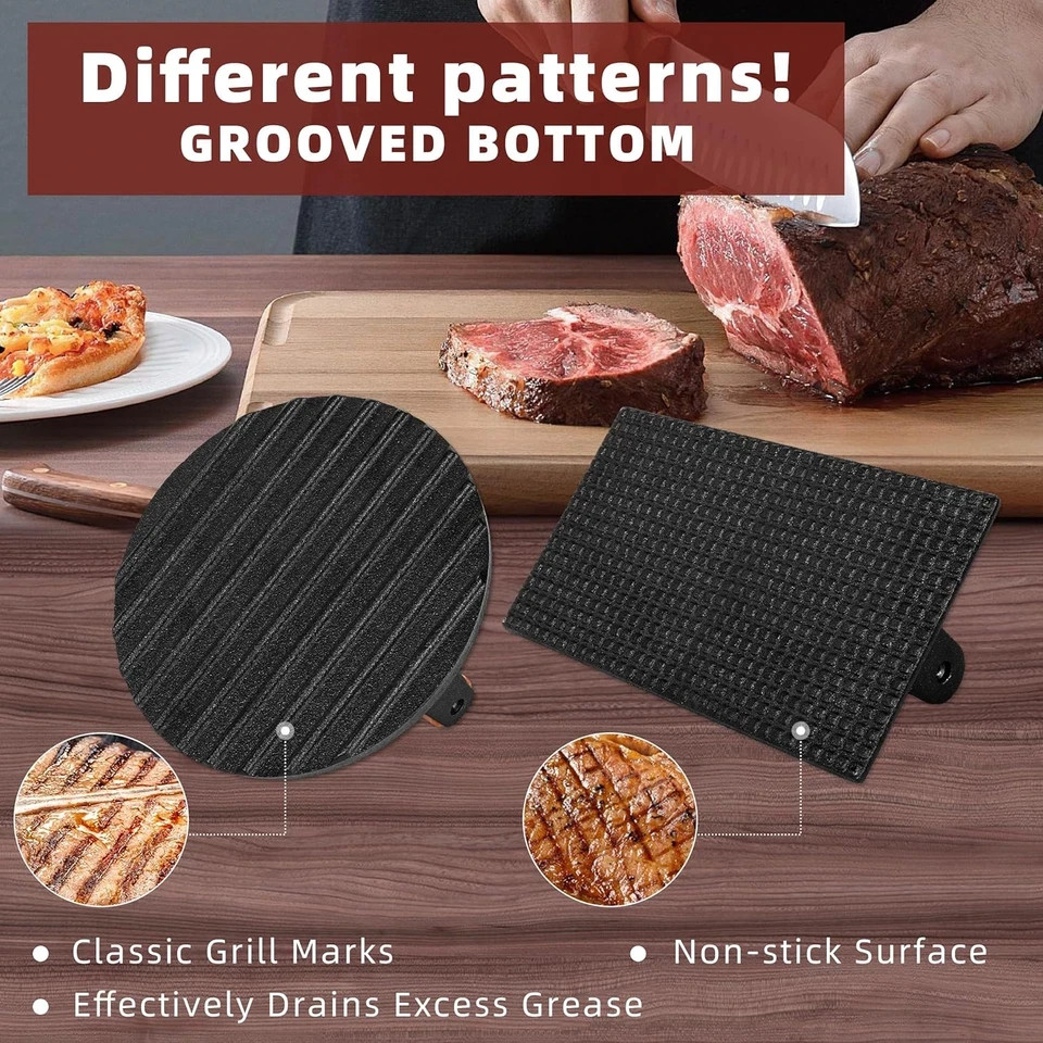 Burger Press Heavy-Duty Cast Iron Smashed Meat Steak Weight Grill Griddle Press gallery