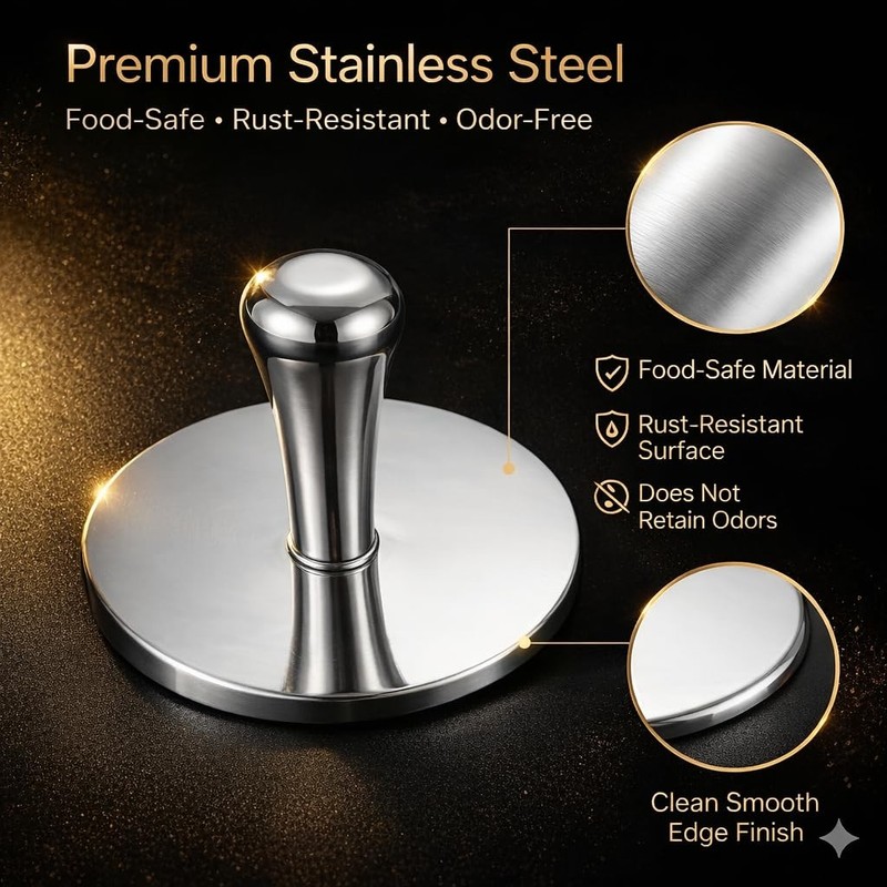 Premium Stainless Steel Smash Burger Press, Heavy Duty Burger Smasher with Er... gallery