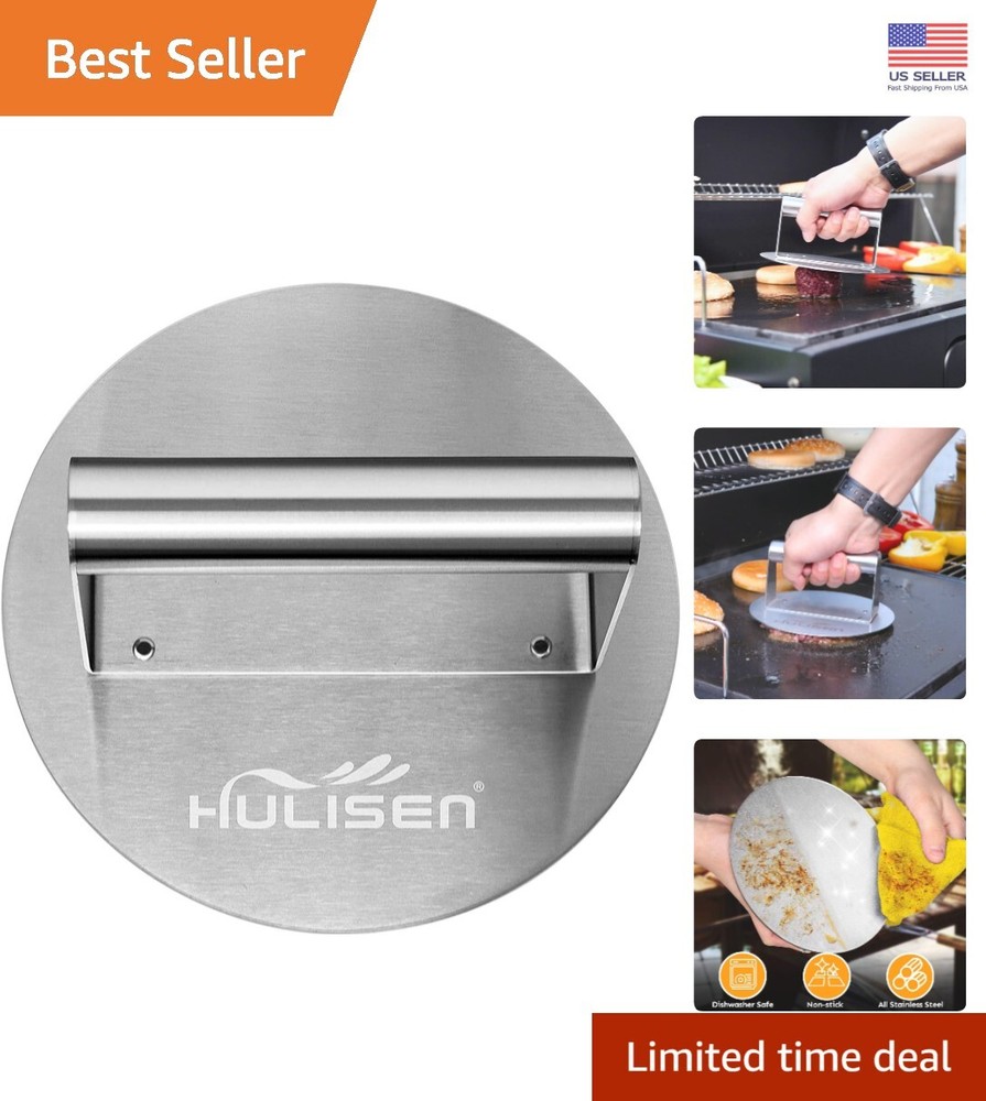 Professional 6.2-Inch Stainless Steel Burger Press for Perfectly Grilled Patties