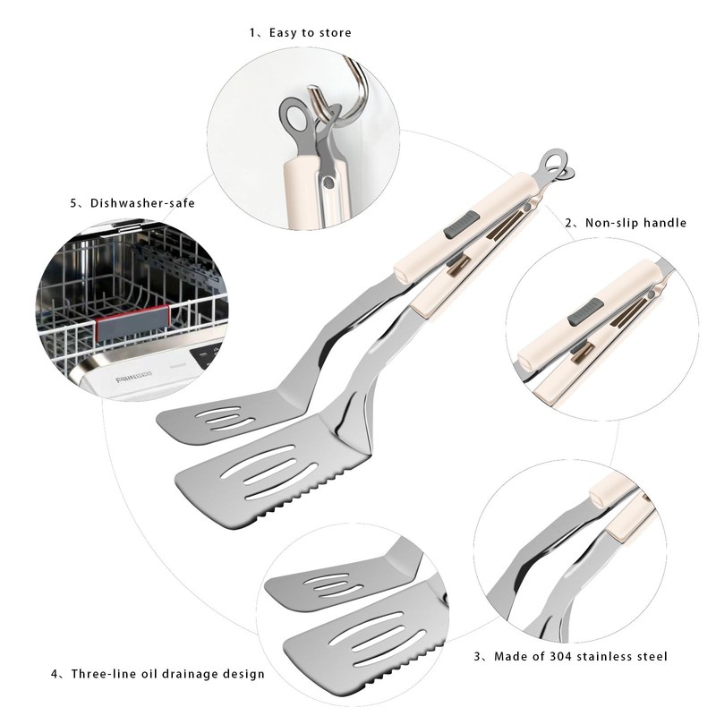 11.5-inch Stainless Steel Tongs for Cooking – Versatile Metal Spatula Tong gallery