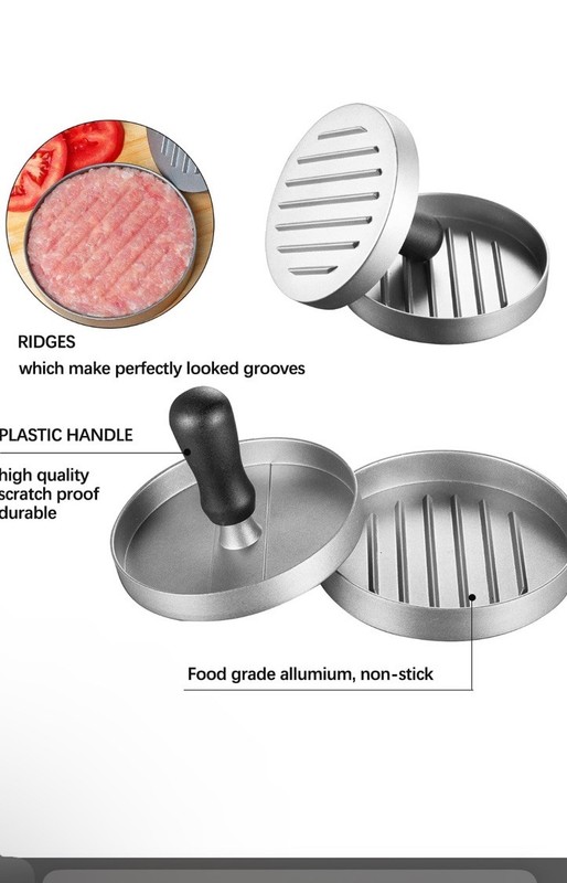 Non-Stick Burger Press Aluminum Hamburger Patty Maker with 100 Wax Papers NIB gallery