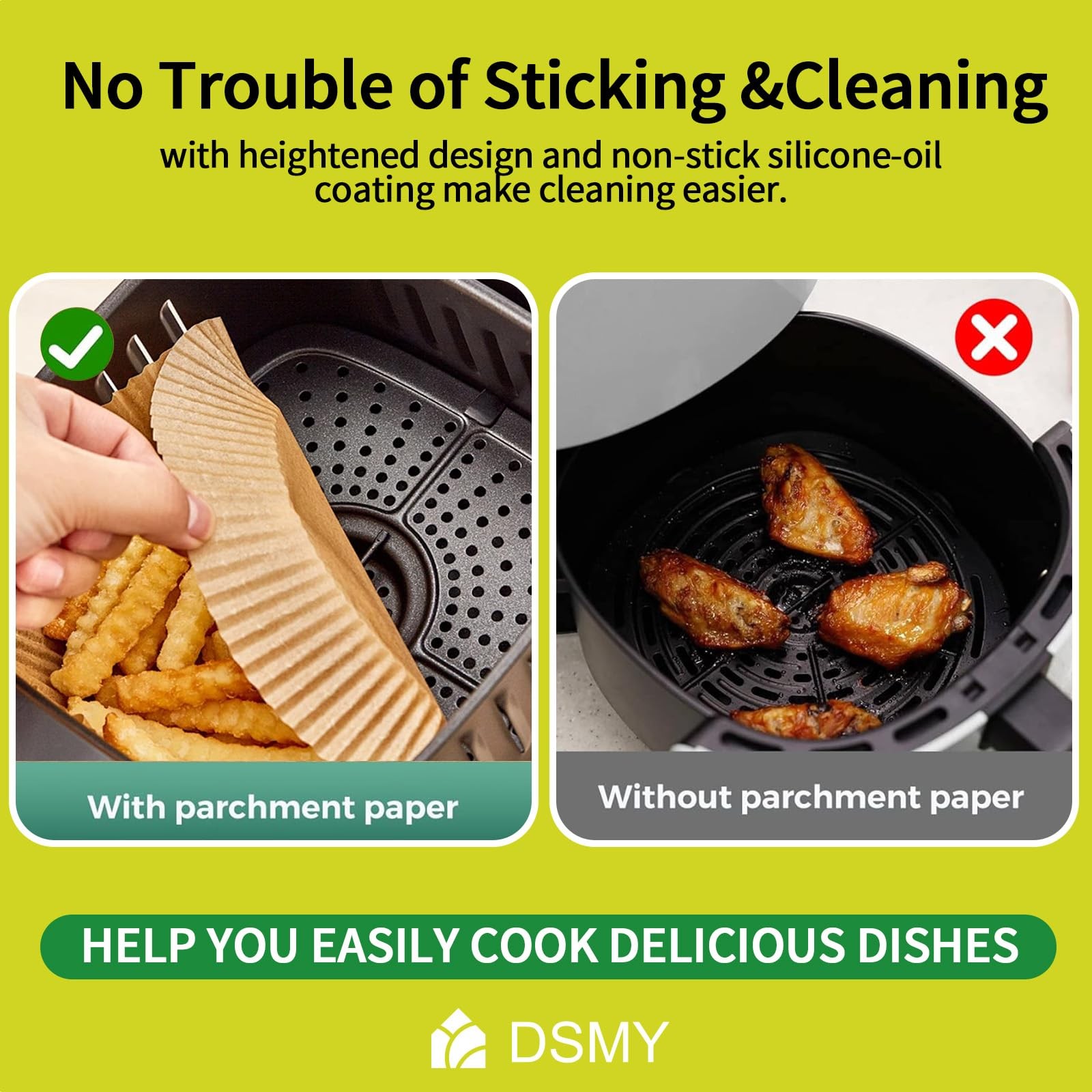DSMY 200 PCS Air Fryer Disposable Paper Liners,8 Inch 8in-200 Square, Nature gallery