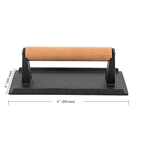 2 Pack 8 x 4 Inch Cast Iron Grill Press Flat Heavy Weight Chef Press Bacon Gr... gallery