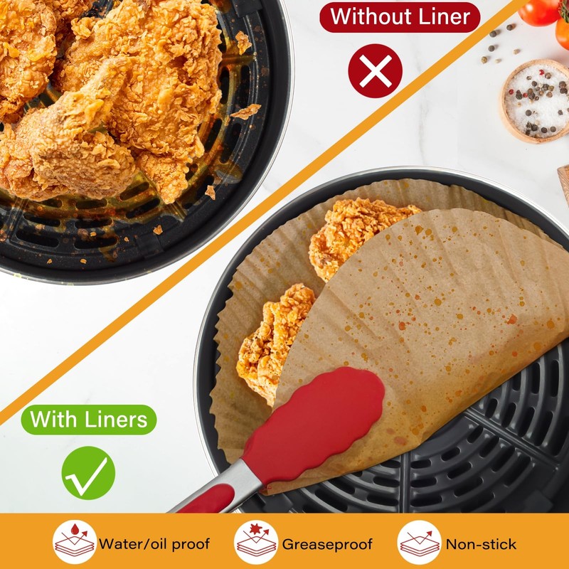 600 Pieces Air Fryer Paper Liners Disposable 8 Inch Parchment 8 Inch-round gallery