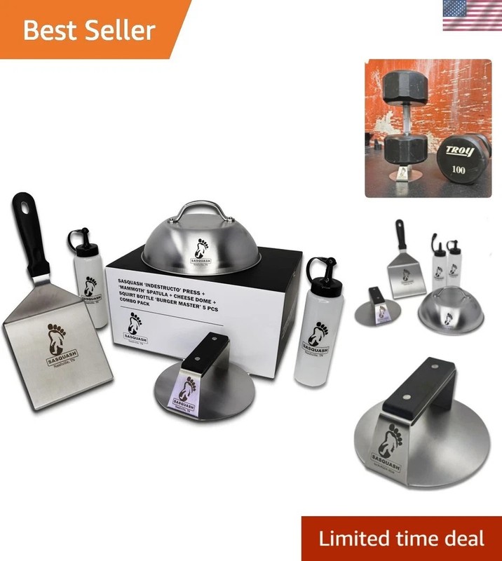 The Sasquash - 6" Heavy Duty Extra Wide Flat Handle Smashed Burger Press - Co... gallery