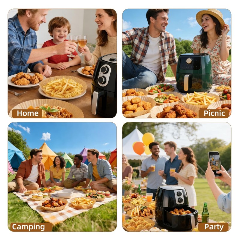 150Pcs Air Fryer Liners, 8 Inch Square 7.8inch X 1.77inch, natural wood color gallery