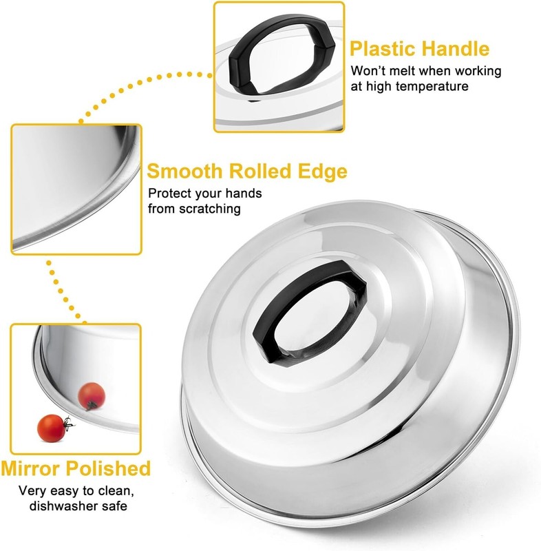 Set of 2 Cheese Melting Domes - 12-Inch Stainless Steel BBQ Steam Covers gallery