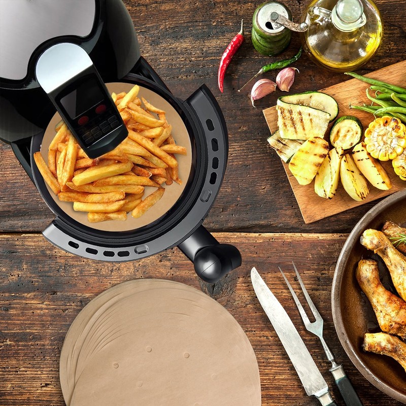 100pcs Unbleached Air Fryer Liners - 9 inches - Unbleached, Original Color gallery