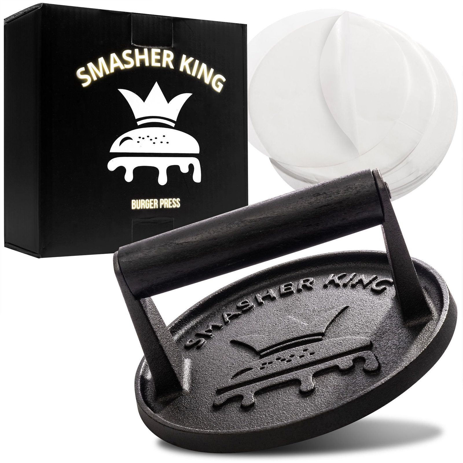 Premium Cast Iron Smash Burger Press incl. 25 pcs of Patty Paper, Burger Smasher gallery