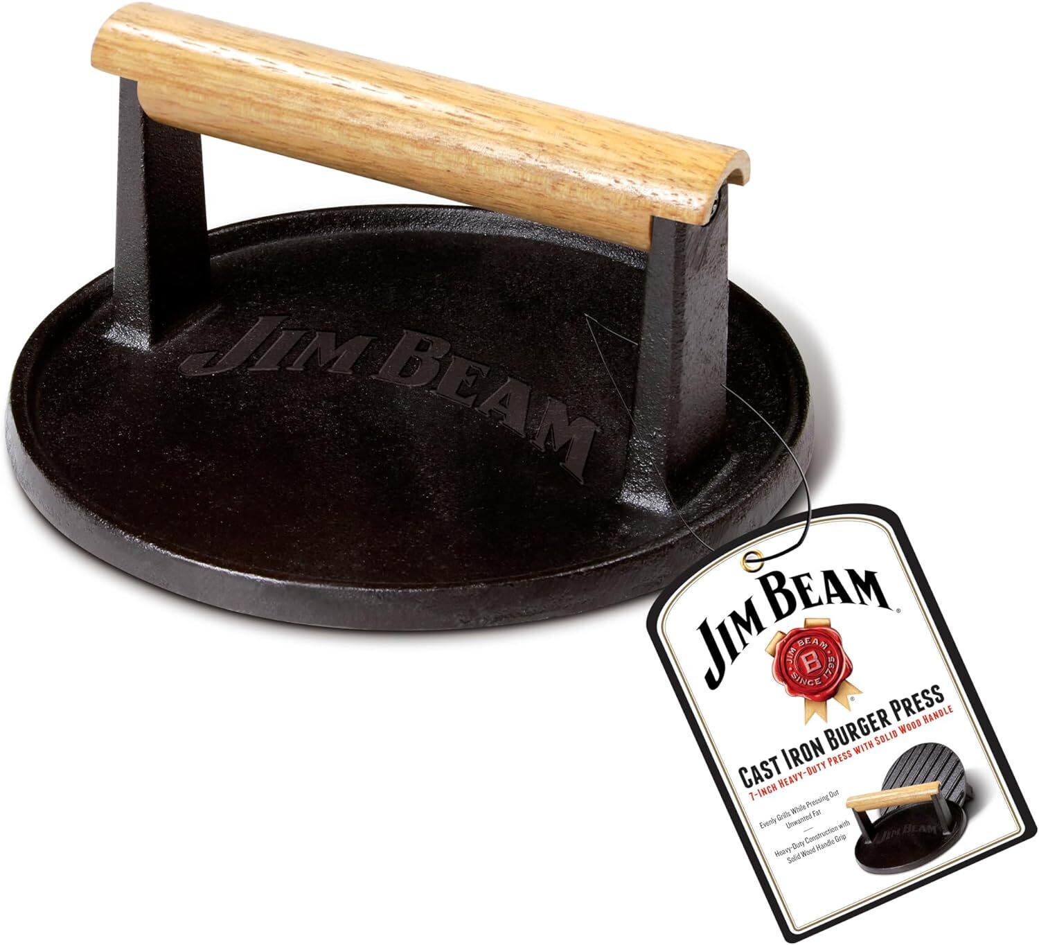 Jim Beam JB0158 Black Cast Iron Burger Press - 7'' gallery