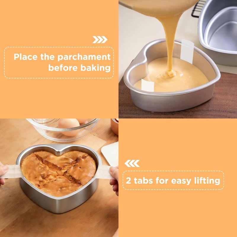 GeeRic Baking Parchment Paper 8 inch Heart Shape, 60 Pcs Cake 8 Inch, White gallery