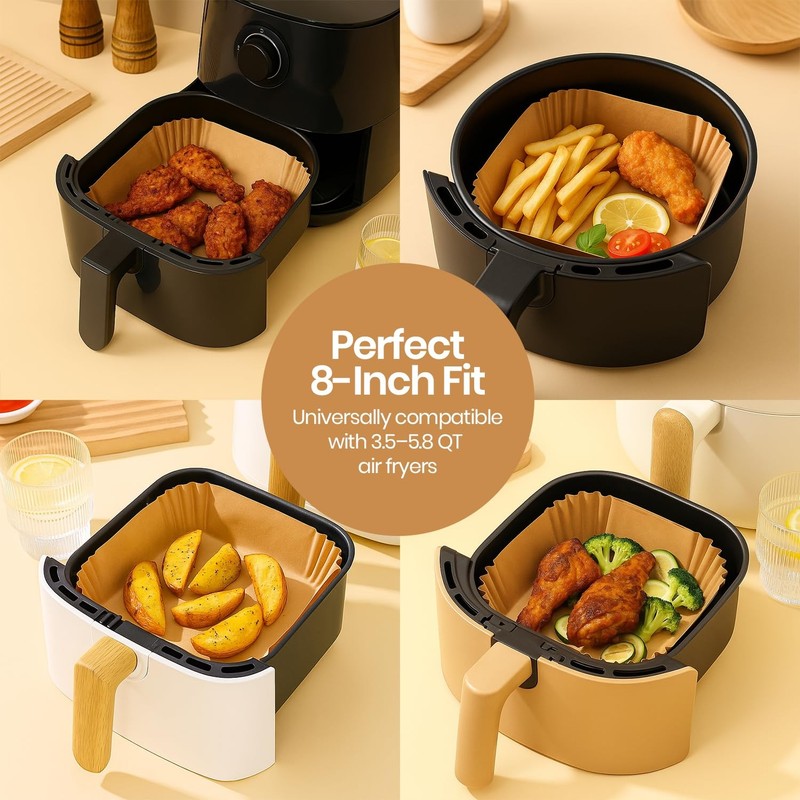 AAFEEN 125 Pcs Square Air Fryer Liners 8 Inch - Disposable Large, gallery