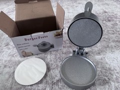 Adjustable Aluminum Burger Press Patty Maker 1/4lb to 3/4lb – Includes Papers