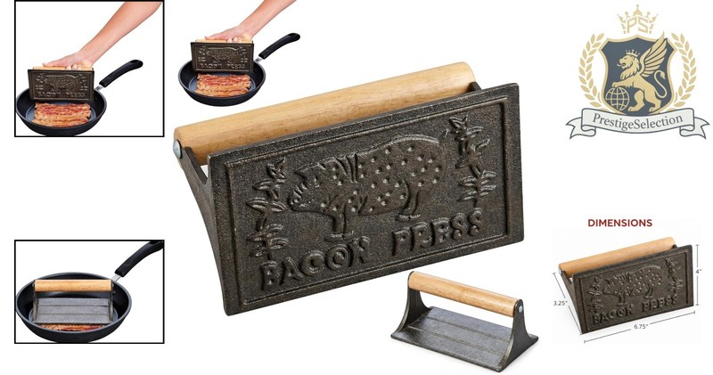 Multi-Functional Rectangular Bacon Press - Heavy-Duty Cast Iron for Easy Cooking gallery