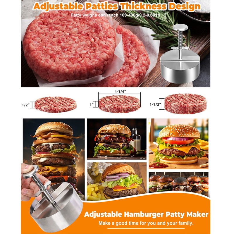 Adjustable Stainless Steel Burger Press Maker for Homemade Patties BPA Free gallery