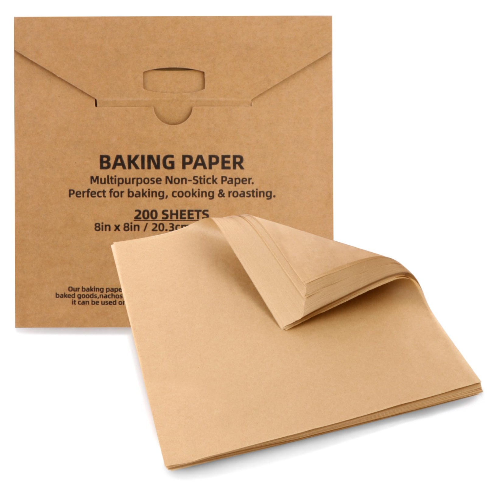 Tikxlafe 200 Pcs 8x8 Inch Parchment Paper Sheets, Precut 8"x8"-200pcs, Brown gallery