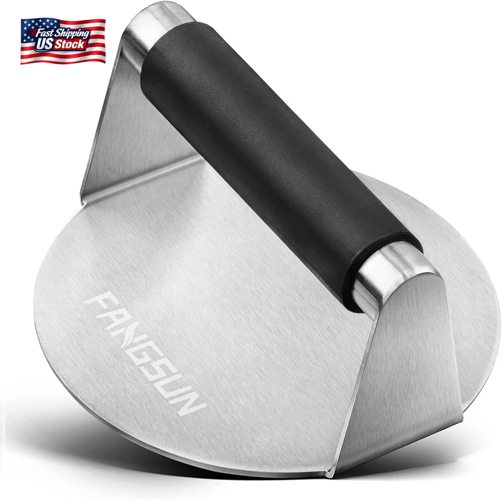 FANGSUN Burger Press with Heat-Resistant Handle, 5.8 Inch Stainless Steel Burger