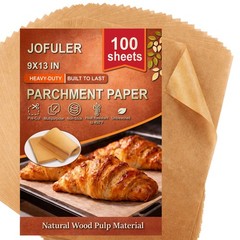 JOFULER Parchment Paper Sheets, 9×13 Inch Non-Stick 9x13in-100pcs, Brown