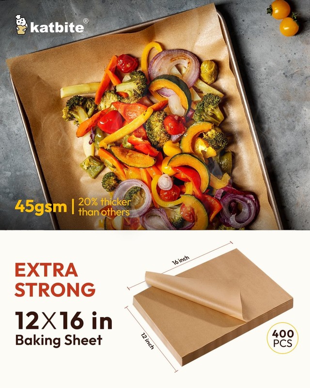 Katbite 400PCS Unbleached Parchment Paper Sheets, 12 12"x16"-400, 12"x16"-400 gallery