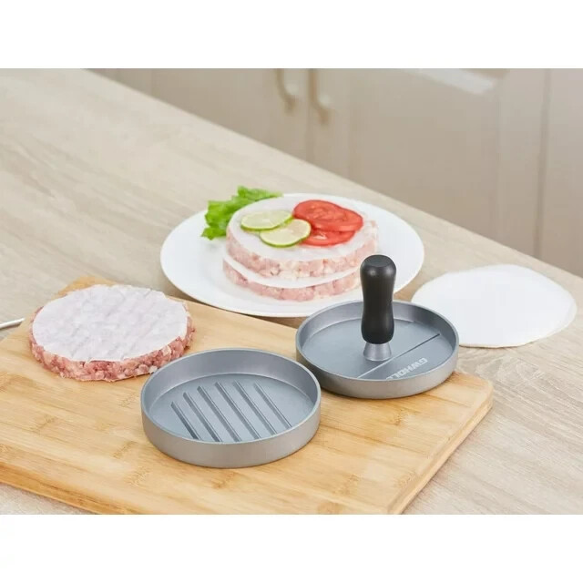 Burger Press Aluminum Hamburger Patty Maker with 100 Wax Papers for BBQ Grill. gallery