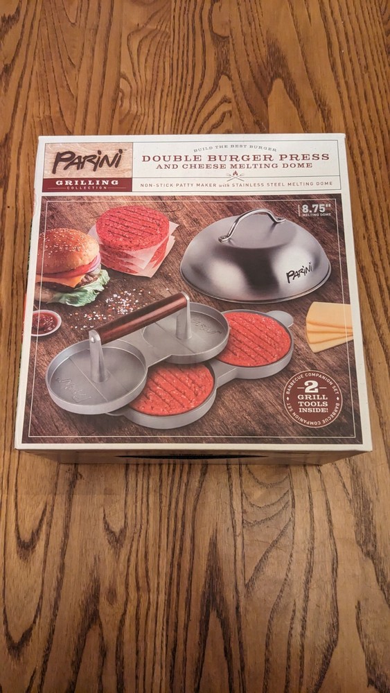 Double Burger Press and Cheese Melting Dome Non Stick Parini