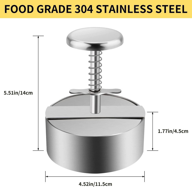 304 Stainless Steel Burger Press - 4.5" Adjustable Hamburger Patty Maker with No gallery