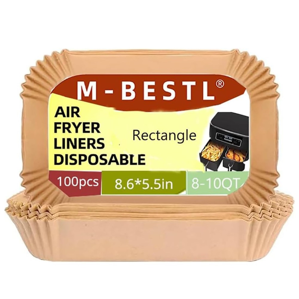 100 Pcs Air Fryer Parchment Paper 8.6*5.5"Rectangle-100pcs, Wood