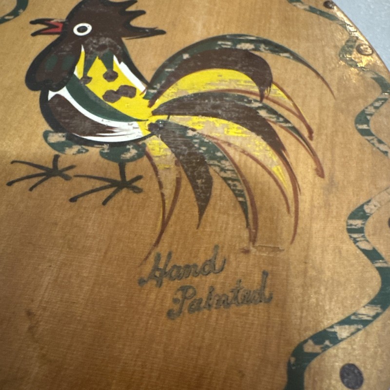 Vintage Wood Pecker Wood Ware Rooster/Chicken Hamburger Press - Japan gallery