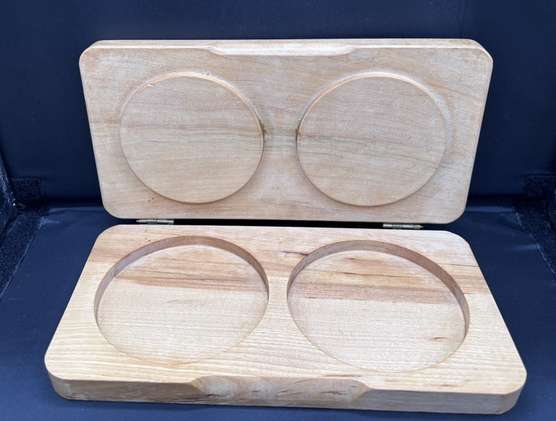 Vtg Wooden Hamburger Press Double Hinged 1950s Red Rooster Farmhouse Rustic gallery