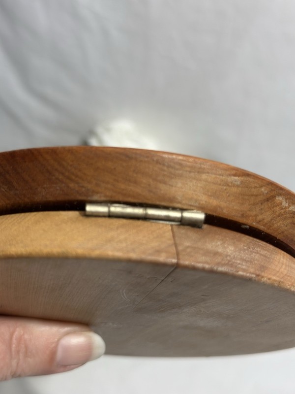 Vintage Wooden Hinged Hamburger Press 5.5” Patty Maker Kitchy Chef gallery