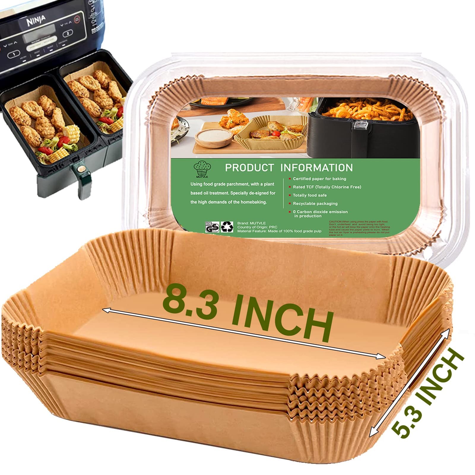 Air Fryer Liners for bella 4Qt Slim Fryer, Bella Rectangle, Natural gallery