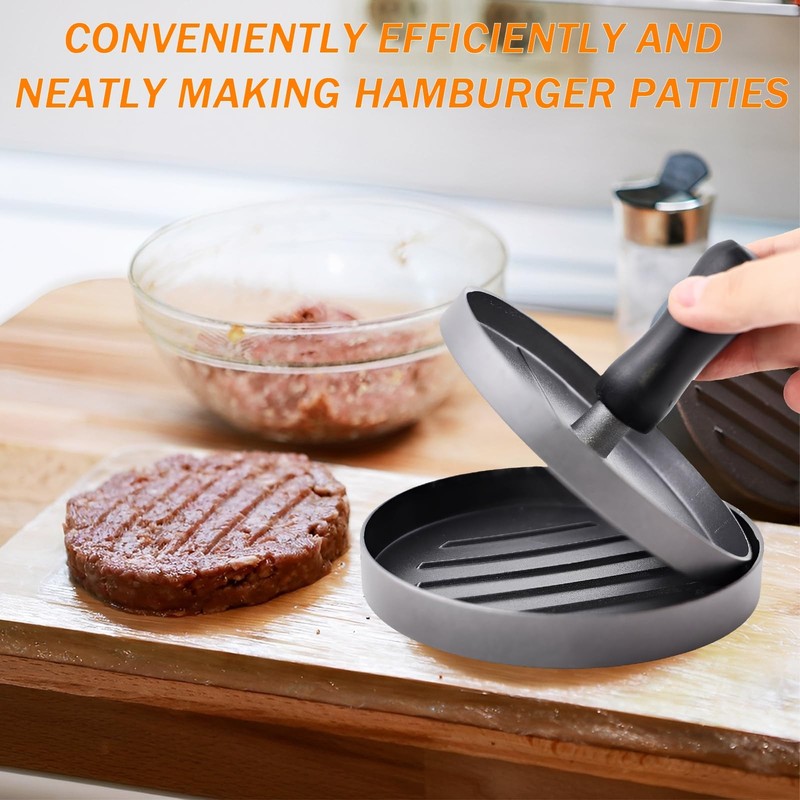 Aluminum Hamburger Burger Press Patty Maker Mold 2 NonStick Base Papers Kit gallery