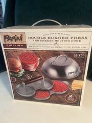 Parini Double Non-Stick Burger Press & Cheese Melting Dome 8.75″ NIB