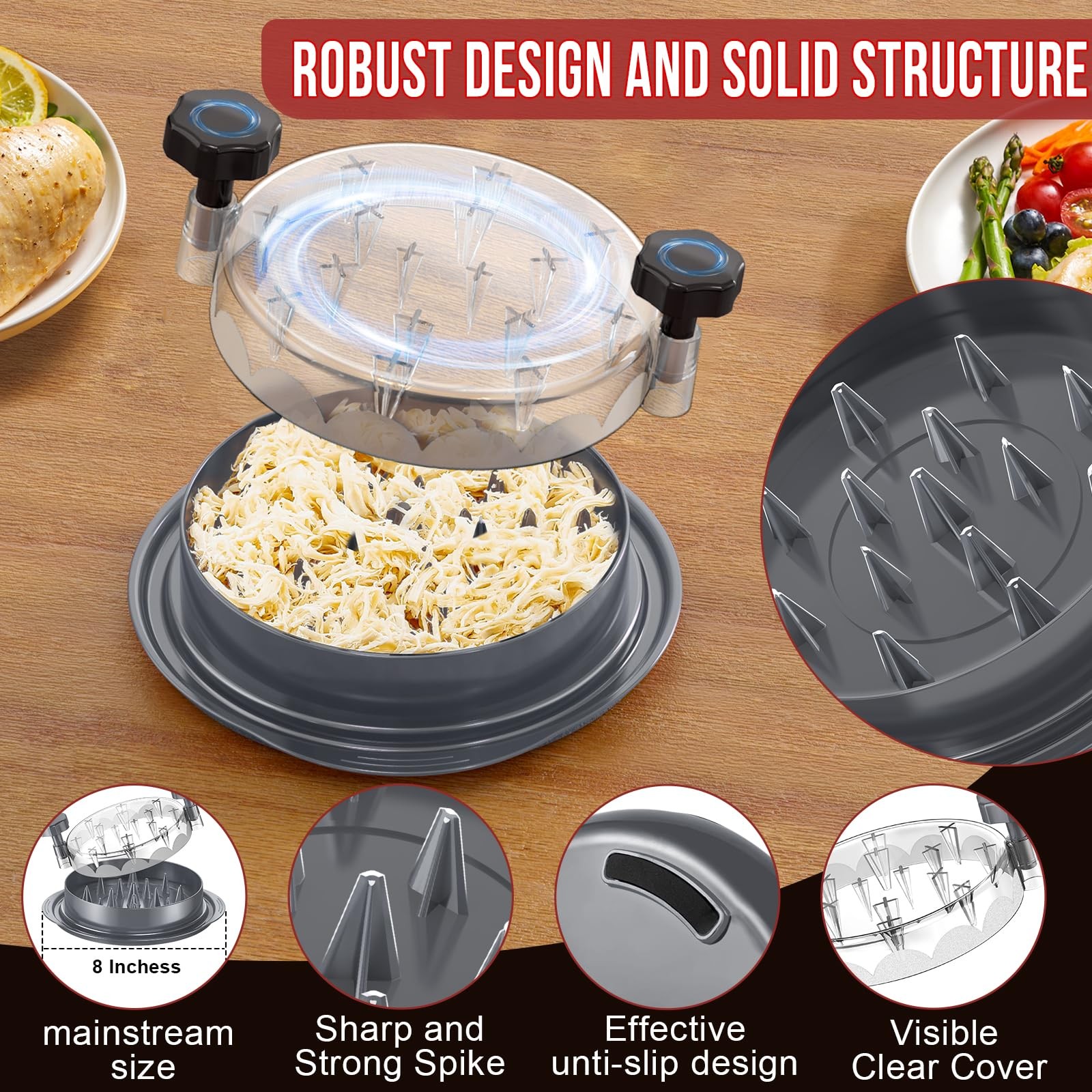 SoulLife Chicken Shredder 8 Inches, Breast Tool, Large, Gray gallery