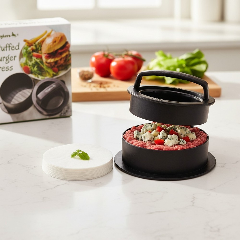 BPA-Free Hamburger Patty Maker - 100 Wax Papers for Stuffed Burgers & Sliders