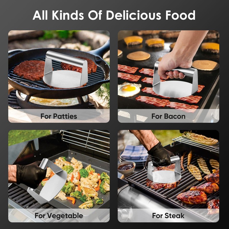 Joyfair Smash Burger Press for Griddle (5.5 Inch), Stainless 5.5 Inch, Silver gallery