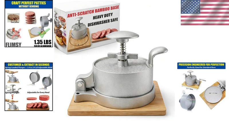 Luxury Heavy Duty Hamburger Press - Shape & Grill Perfect Burgers Effortlessly gallery