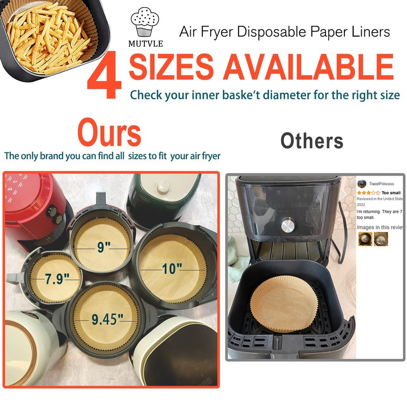 10 Inch Air Fryer Disposable Paper Liner Round, [ XXL Size] 100Pcs 10''Round gallery