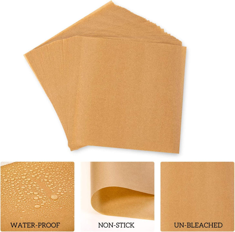 200 Count Unbleached Parchment Paper Squares 6" X 6", Non-Stick Wax Paper Sheets gallery
