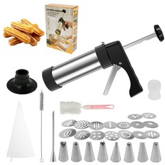 Churro Maker Machine, 3-in-1 Stainless Steel Churro Gun Kit – 16 Discs&8 Tips…