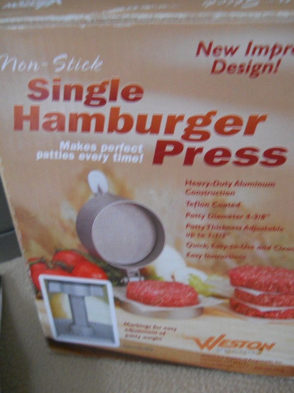 Weston Single Hamburger Press / Box & Instructions gallery