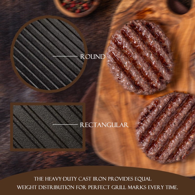 Cast Iron Burger Press - 7 in Heavy Duty Smasher with Silicone Protective Cover gallery
