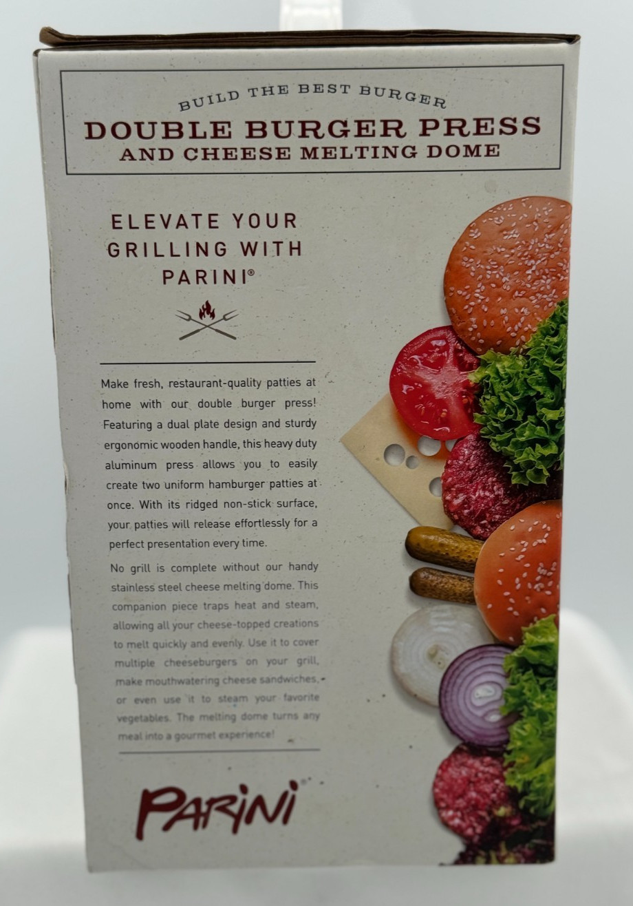 Parini Double Burger Press and Cheese Melting Dome - NEW In Packaging gallery
