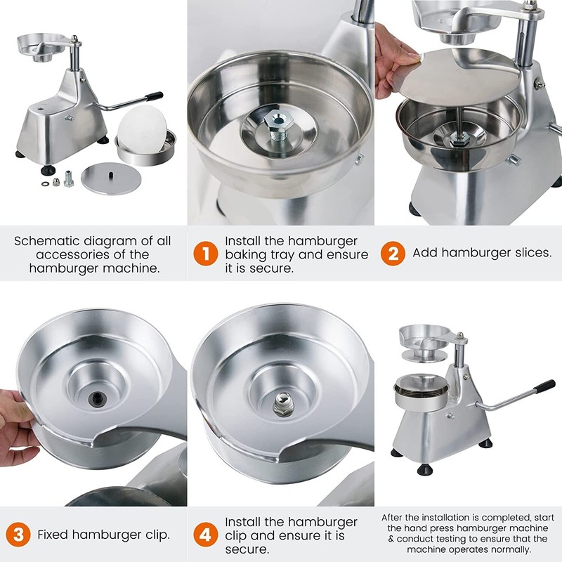 Clivia 3 in 1 Burger Press Patty Maker 4"/5"/6" Burger Trays with 1500pcs Paper gallery