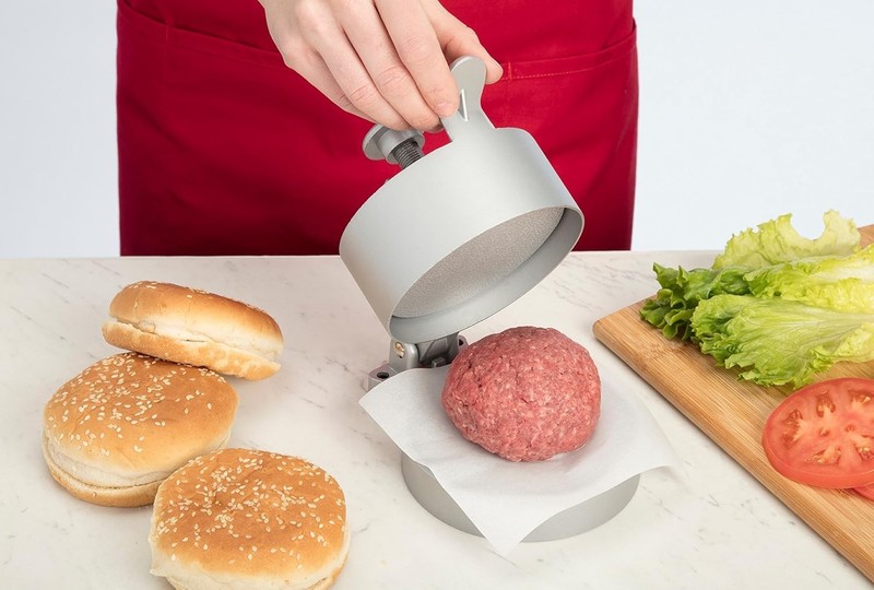 Prensa para hamburguesas ajustable, prepara hamburguesas de 1/4 lb a 3/4 lb, NEW gallery