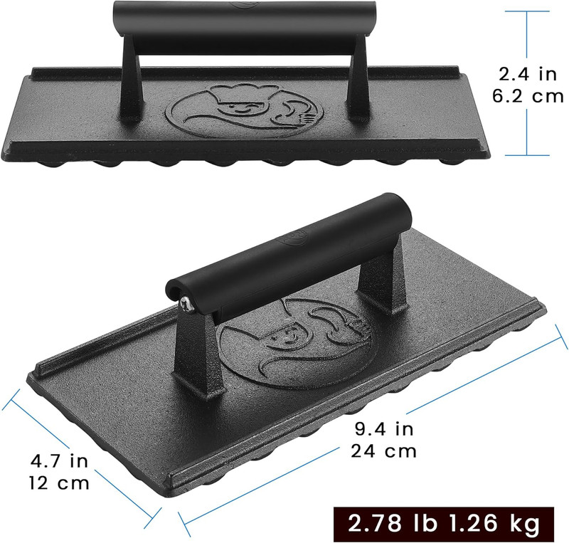 3Lb Cast Iron Grill Press, Heavy Duty Smash Burger Press for Griddle Heat Resist gallery
