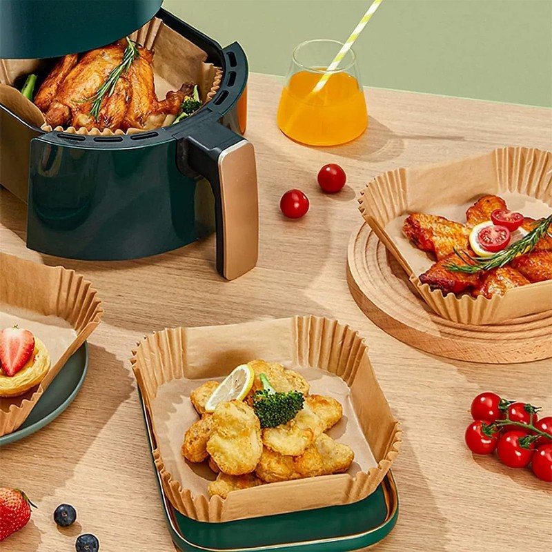 Square Mini Air Fryer Liners for Most 2-3 qt 6.3inch, 100Pcs, 6.3" gallery