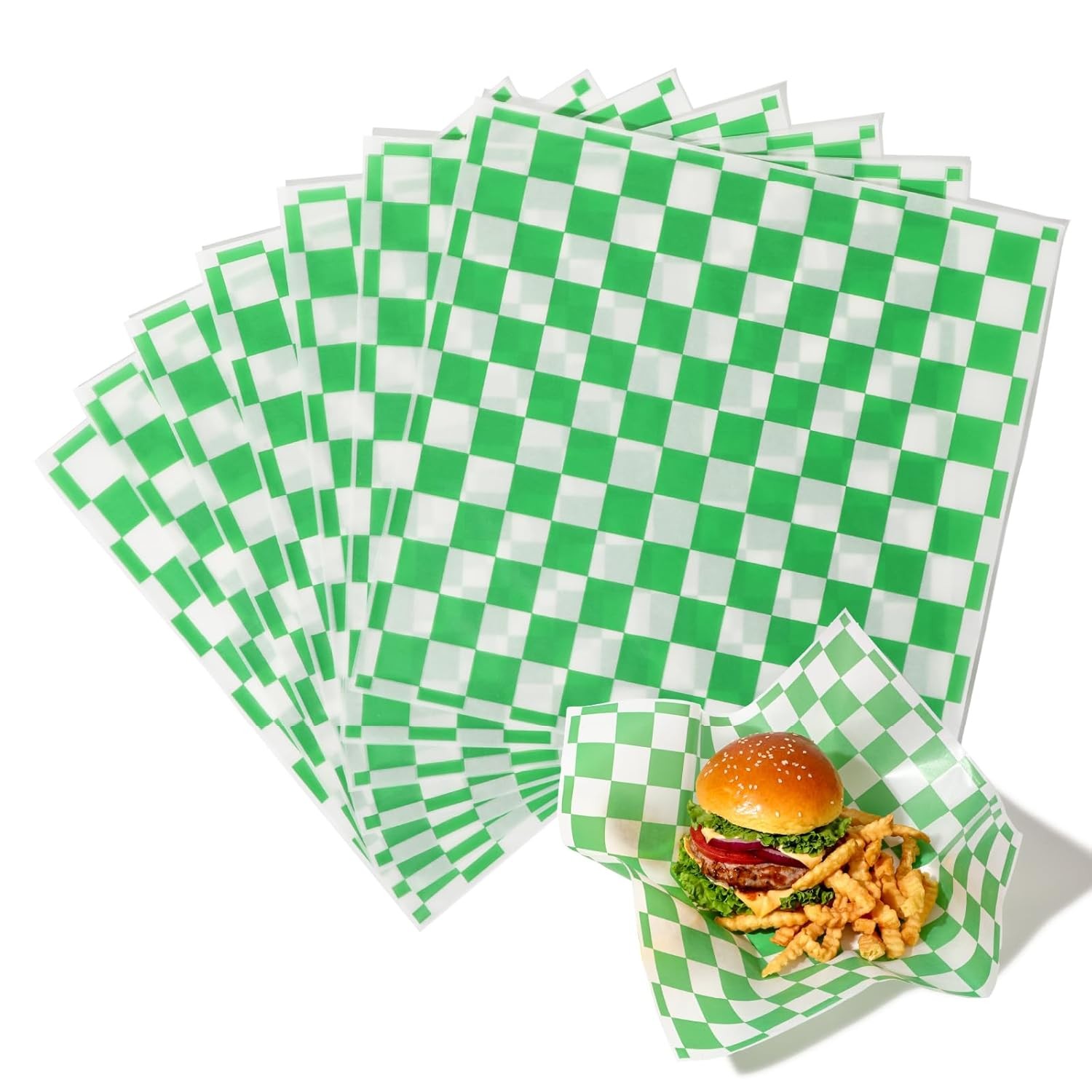 Fit Meal Prep [250 Sheets] 12x12" Deli Paper Sheets, Green Checkered gallery