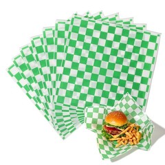 Fit Meal Prep [250 Sheets] 12×12″ Deli Paper Sheets, Green Checkered