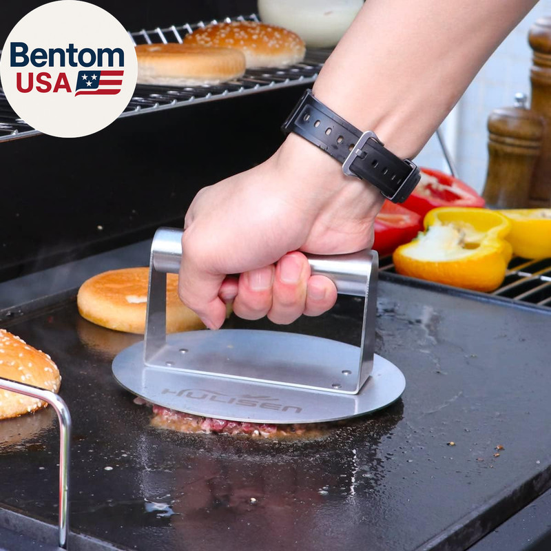 Stainless Steel Burger Press, 6.2 Inch round Burger Smasher, Professional Griddl gallery